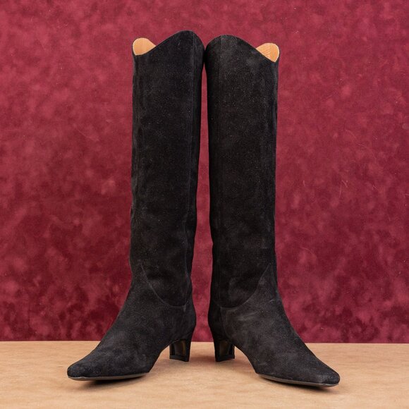Staud Women Wally Tall Black Suede Leather Dressy Knee Boots size 6 EUR36 - Picture 2 of 10